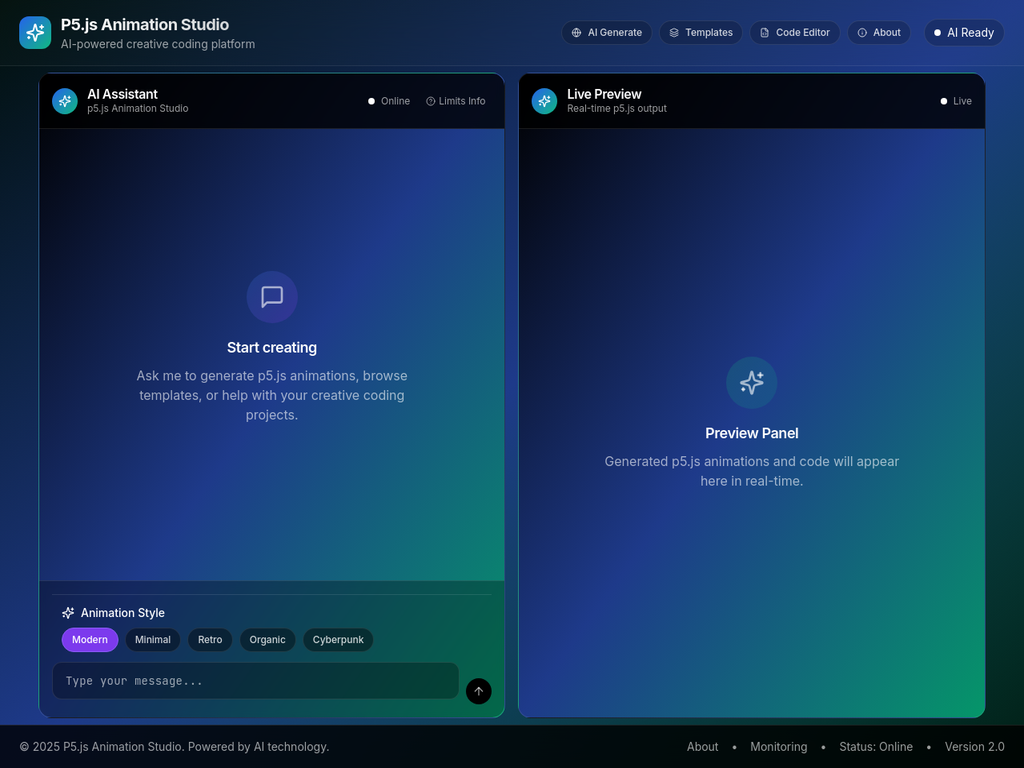 P5.js Animation Studio - Creative Coding Platform